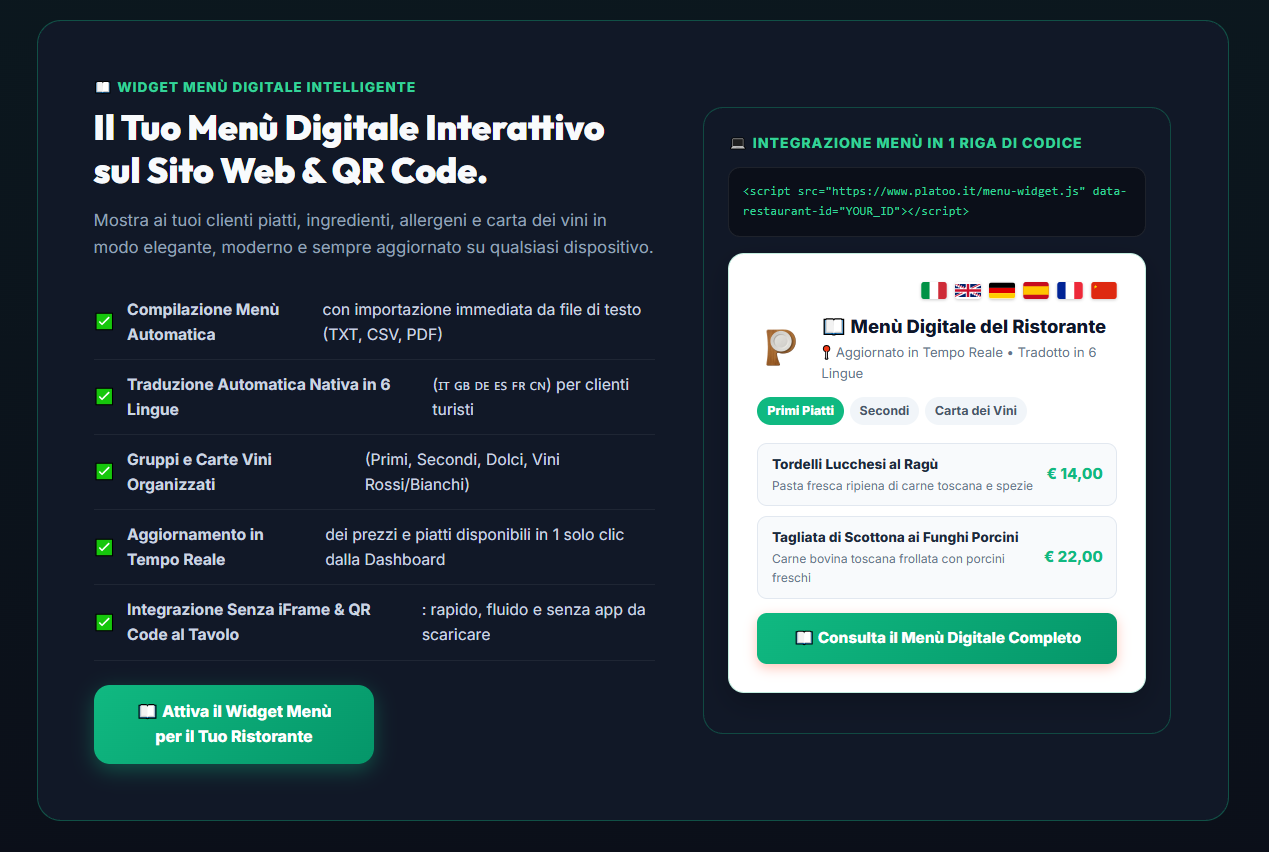 Sito Web + Menù